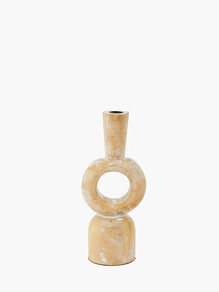 French Connection Wooden Candle Holder Natural Home Home Accessories