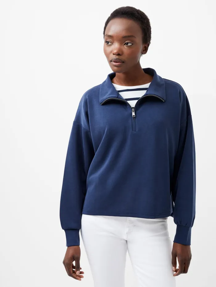 French Connection Wren Half Zip Sweater Midnight Blue Woman Jumpers and Cardigans