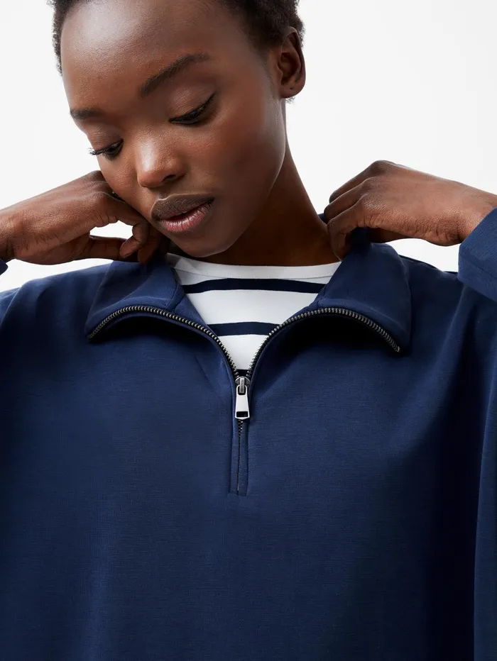 French Connection Wren Half Zip Sweater Midnight Blue Woman Jumpers and Cardigans