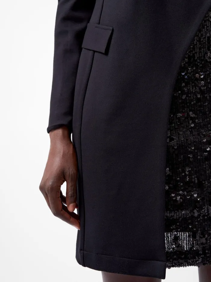 French Connection Xia Ponte Sequin Jersey Blazer Mini Dress Blackout Woman Dresses
