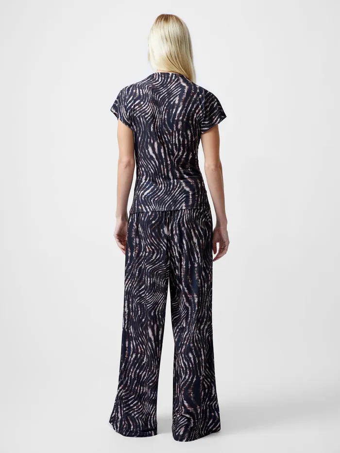 French Connection Zina Portia Cap Sleeve Printed Top Brown Multi Woman Tops