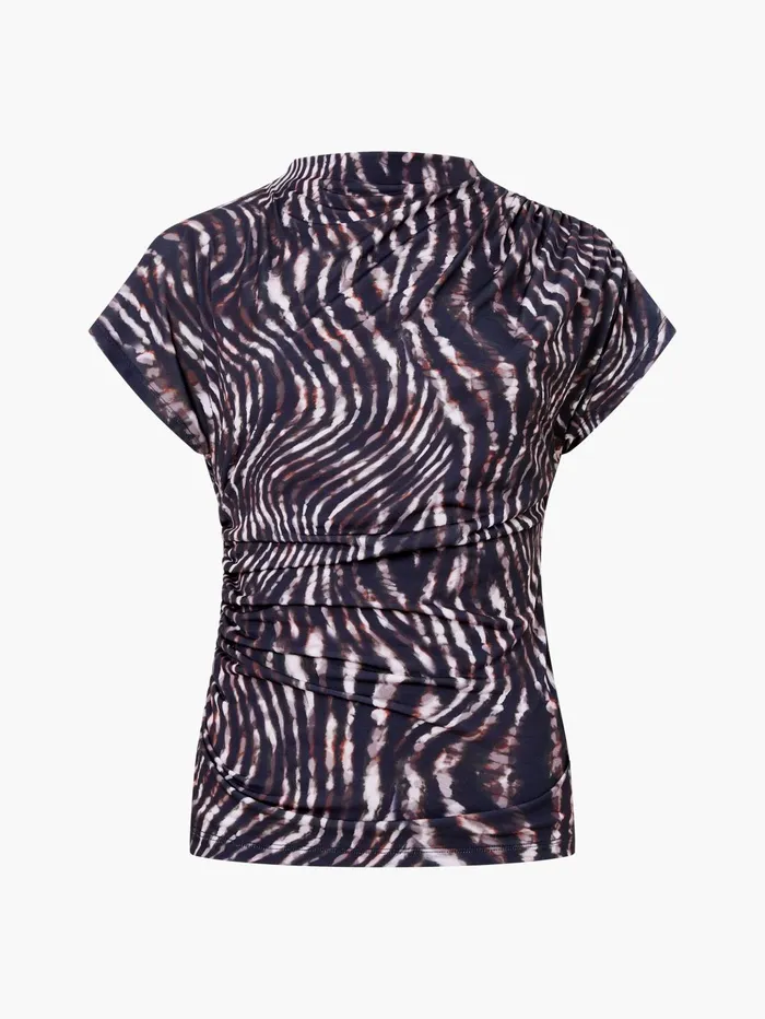 French Connection Zina Portia Cap Sleeve Printed Top Brown Multi Woman Tops