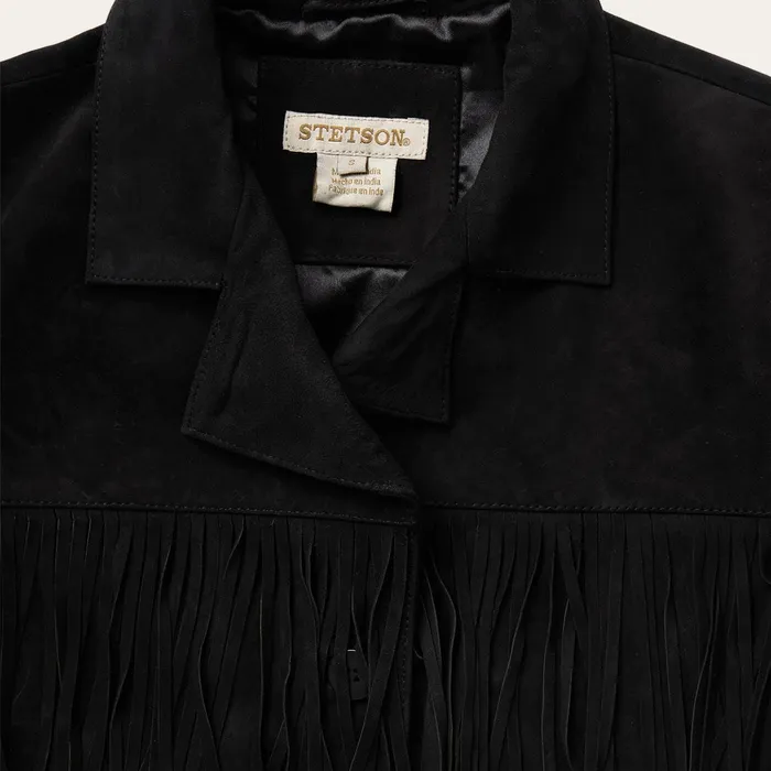 Fringe Jackets Women Stetson Fringe Suede Jacket Black