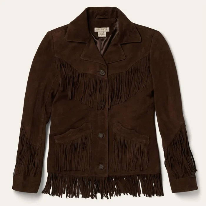 Fringe Jackets Women Stetson Fringe Suede Jacket Chocolate