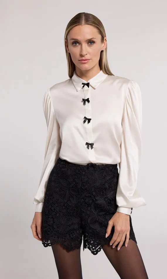 Generation Love Clothing Arly Bow Blouse Whiteblack Women Tops