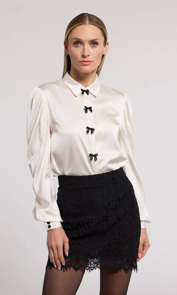 Generation Love Clothing Arly Bow Blouse Whiteblack Women Tops