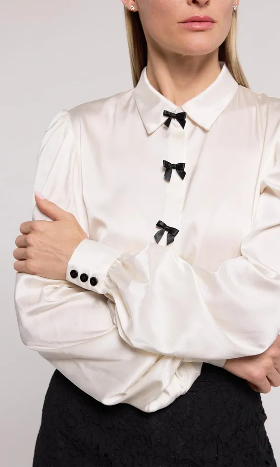 Generation Love Clothing Arly Bow Blouse Whiteblack Women Tops