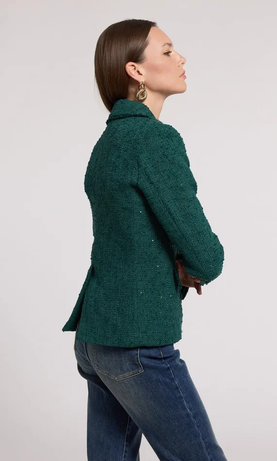 Generation Love Clothing Eliza Tweed Blazer Forest Women Blazers and Jackets