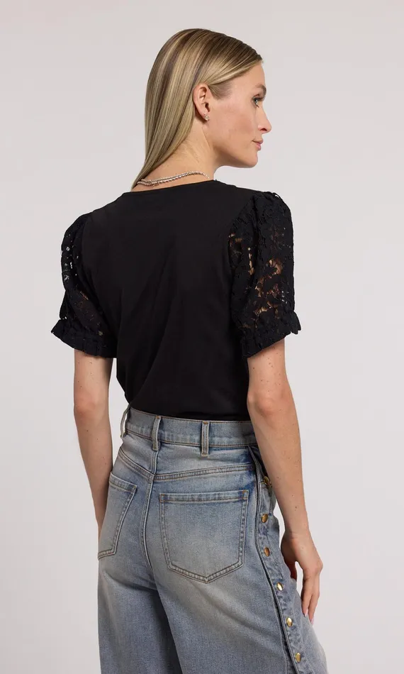 Generation Love Clothing Jess Lace Combo Top Black Women Tops