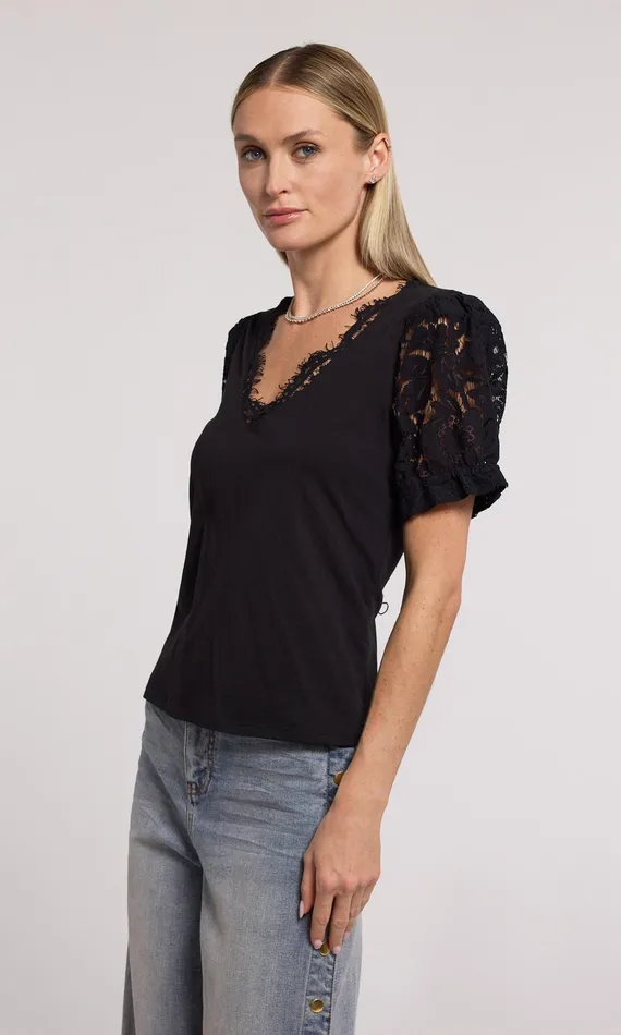 Generation Love Clothing Jess Lace Combo Top Black Women Tops