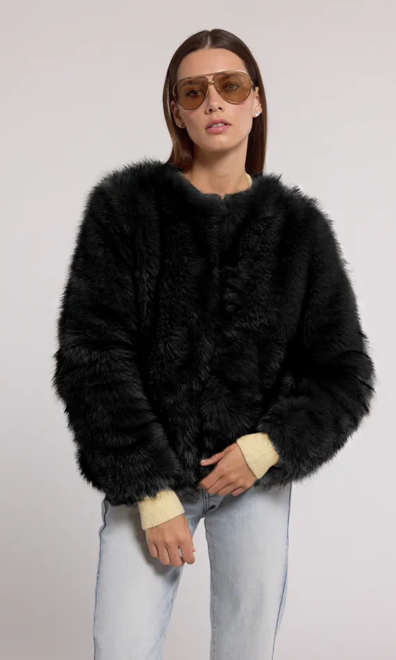 Generation Love Clothing Lucas Faux Fur Jacket Black Women Outerwear