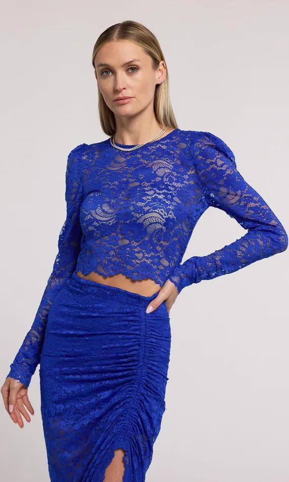 Generation Love Clothing Safia Lace Top Ultramarine Women Tops
