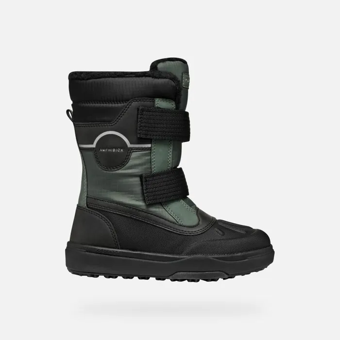Geox Ankle Boots BUNSHEE PG ABX JUNIOR Dark GreenBlack Mid Calf Boots Dark Greenblack 8211 Kids