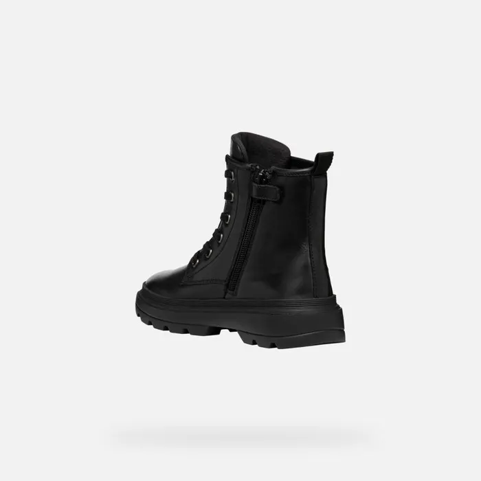 Geox Ankle Boots KIDDARTAH GIRL BlackDark Silver Combat Boots Blackdark Silver 8211 Kids
