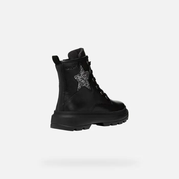 Geox Ankle Boots KIDDARTAH GIRL BlackDark Silver Combat Boots Blackdark Silver 8211 Kids
