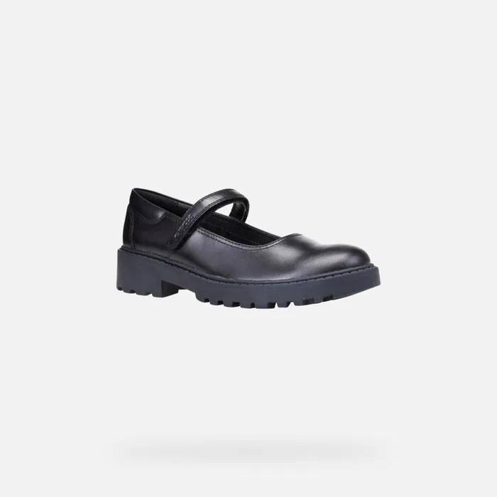 Geox Ballerinas CASEY Junior Girl039s Black Leather Ballerina Flats Geox Black 8211 Kids