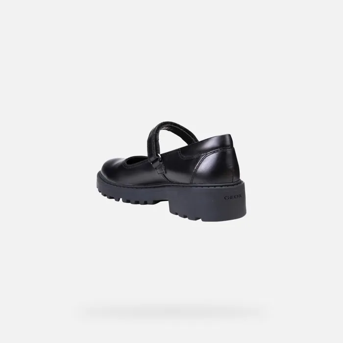 Geox Ballerinas CASEY Junior Girl039s Black Leather Ballerina Flats Geox Black 8211 Kids