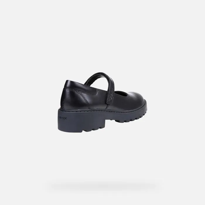 Geox Ballerinas CASEY Junior Girl039s Black Leather Ballerina Flats Geox Black 8211 Kids