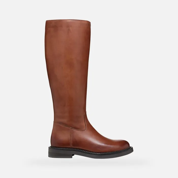 Geox Boots SERILDA WOMAN Light Brown Leather Boots Light Brown 8211 Woman