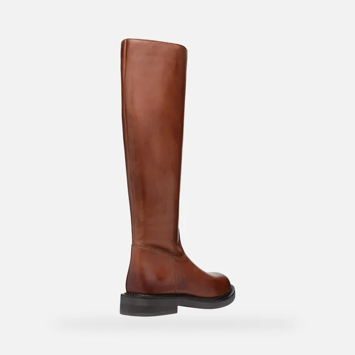 Geox Boots SERILDA WOMAN Light Brown Leather Boots Light Brown 8211 Woman