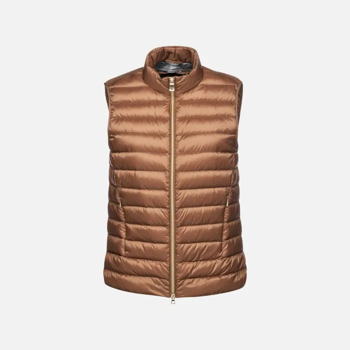 Geox Down Jackets JAYSEN WOMAN Partridge Sleeveless Down Jacket Partridge 8211 Woman Geox Down Jackets JAYSEN WOMAN Partridge Sleeveless Down Jacket Partridge 8211 Woman