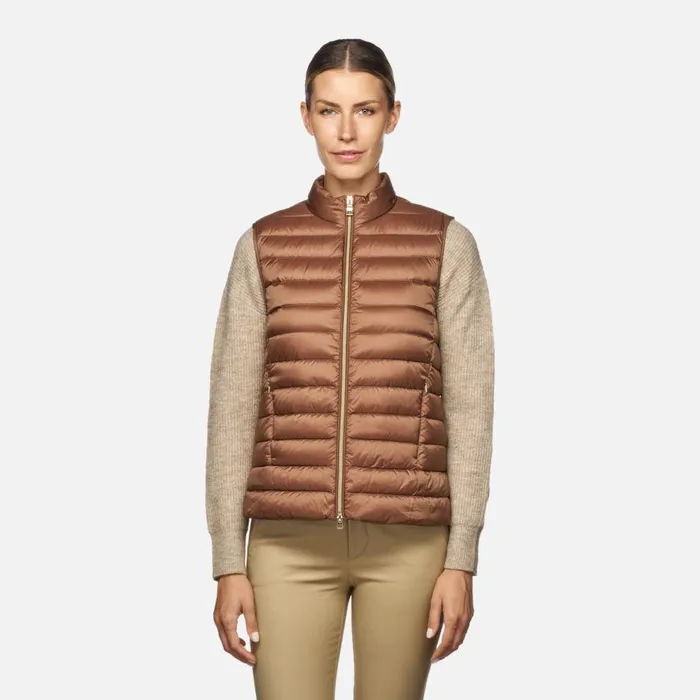 Geox Down Jackets JAYSEN WOMAN Partridge Sleeveless Down Jacket Partridge 8211 Woman