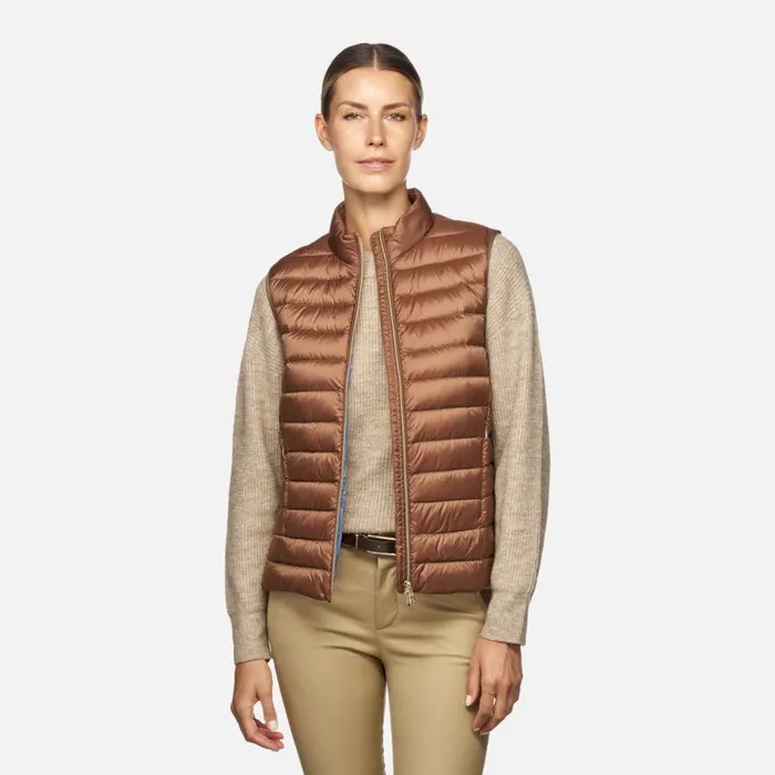 Geox Down Jackets JAYSEN WOMAN Partridge Sleeveless Down Jacket Partridge 8211 Woman