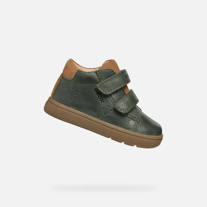 Geox First Steps BIGLIA BABY Dark Green Sneakers With Straps Dark Green 8211 Kids Geox First Steps BIGLIA BABY Dark Green Sneakers With Straps Dark Green 8211 Kids