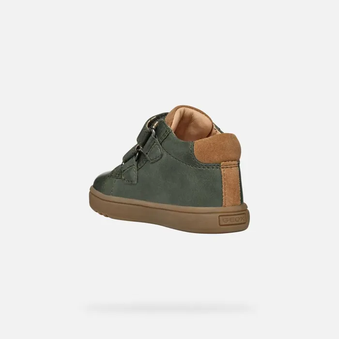 Geox First Steps BIGLIA BABY Dark Green Sneakers With Straps Dark Green 8211 Kids