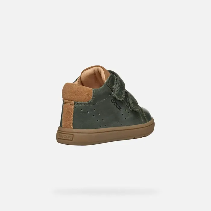 Geox First Steps BIGLIA BABY Dark Green Sneakers With Straps Dark Green 8211 Kids