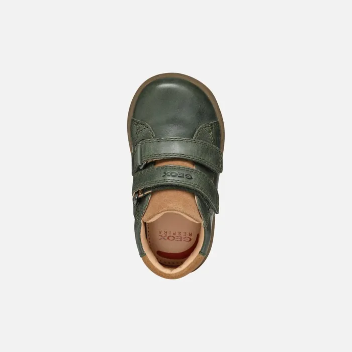 Geox First Steps BIGLIA BABY Dark Green Sneakers With Straps Dark Green 8211 Kids