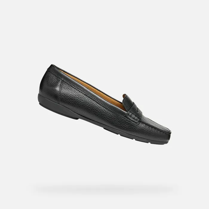 Geox Loafers ANNYTAH MOC WOMAN Black Leather Loafers Black 8211 Woman
