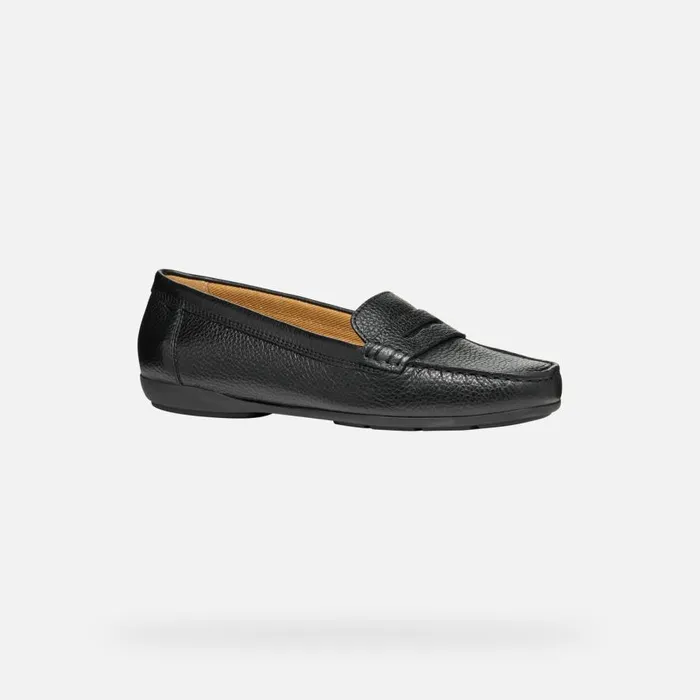 Geox Loafers ANNYTAH MOC WOMAN Black Leather Loafers Black 8211 Woman