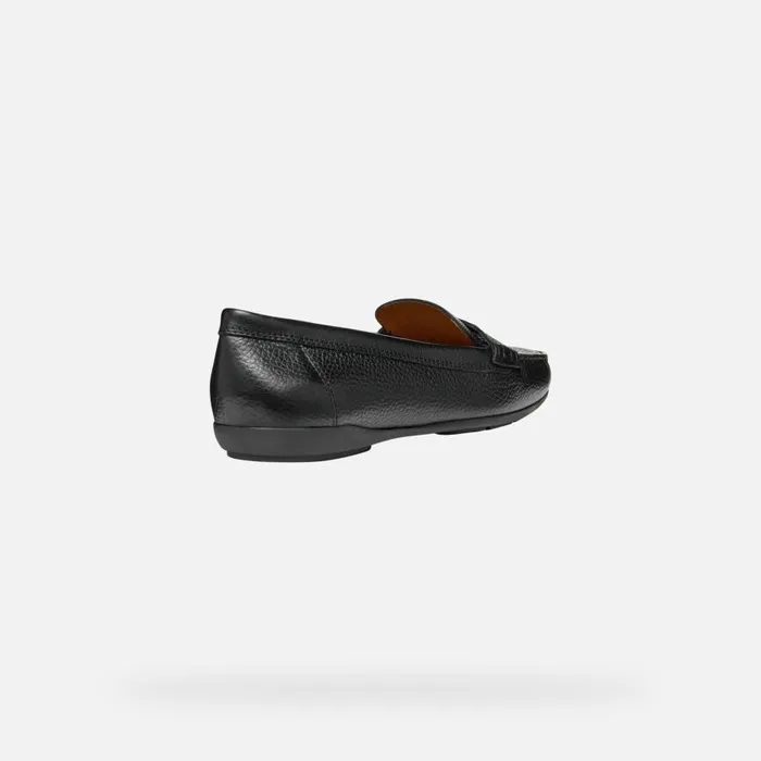 Geox Loafers ANNYTAH MOC WOMAN Black Leather Loafers Black 8211 Woman