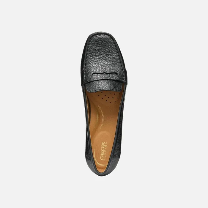 Geox Loafers ANNYTAH MOC WOMAN Black Leather Loafers Black 8211 Woman