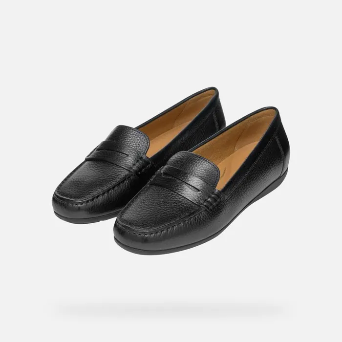 Geox Loafers ANNYTAH MOC WOMAN Black Leather Loafers Black 8211 Woman