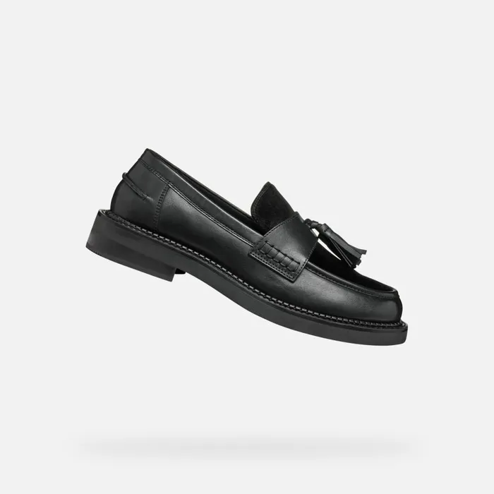 Geox Loafers SERILDA WOMAN Black Leather Loafers Black 8211 Woman
