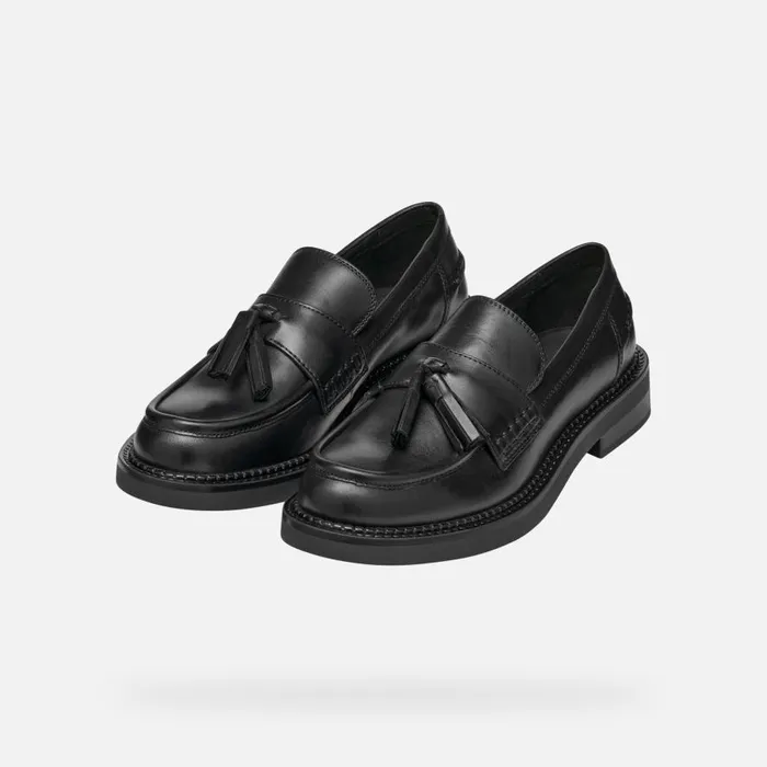 Geox Loafers SERILDA WOMAN Black Leather Loafers Black 8211 Woman