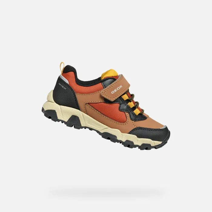 Geox Sneakers MAGNETAR ABX JUNIOR Light BrownBlack Waterproof Trainers Light Brownblack 8211 Kids