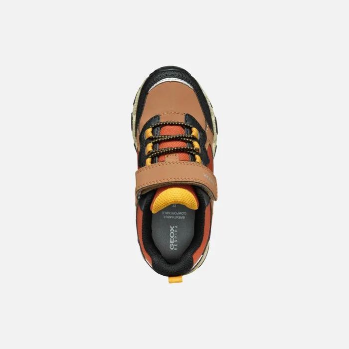 Geox Sneakers MAGNETAR ABX JUNIOR Light BrownBlack Waterproof Trainers Light Brownblack 8211 Kids
