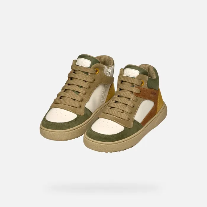 Geox Sneakers THELEVEN BOY Off WhiteDark Green High Top Sneakers Off Whitedark Green 8211 Kids