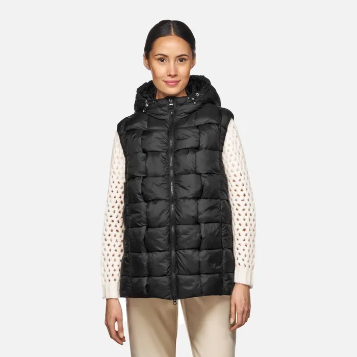 Geox Vests DIAMOND WOMAN Black Sleeveless Black 8211 Woman