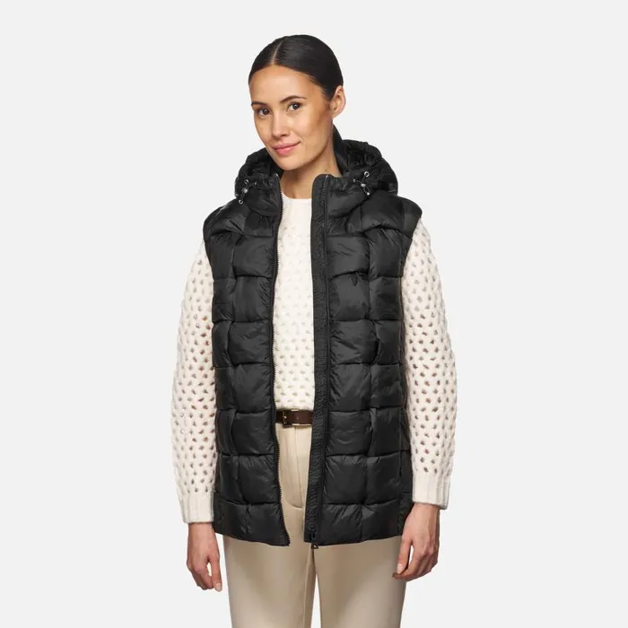 Geox Vests DIAMOND WOMAN Black Sleeveless Black 8211 Woman