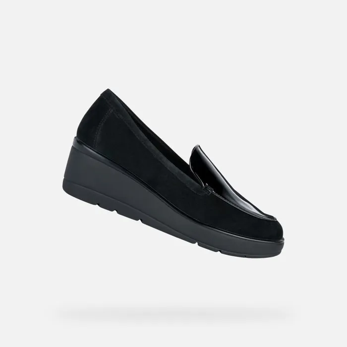 Geox Wedges ILDE B Leather Loafers Black Woman Geox Black 8211 Woman