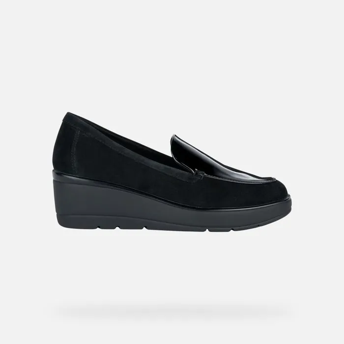 Geox Wedges ILDE B Leather Loafers Black Woman Geox Black 8211 Woman