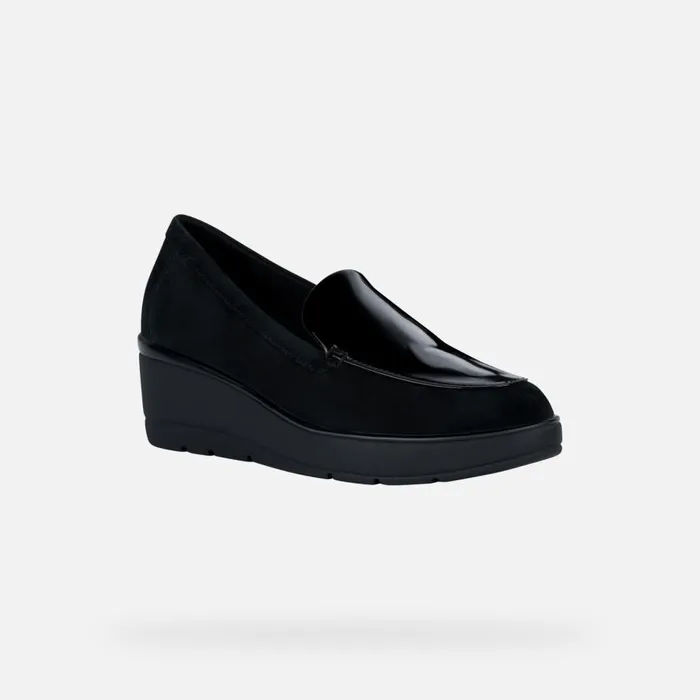 Geox Wedges ILDE B Leather Loafers Black Woman Geox Black 8211 Woman