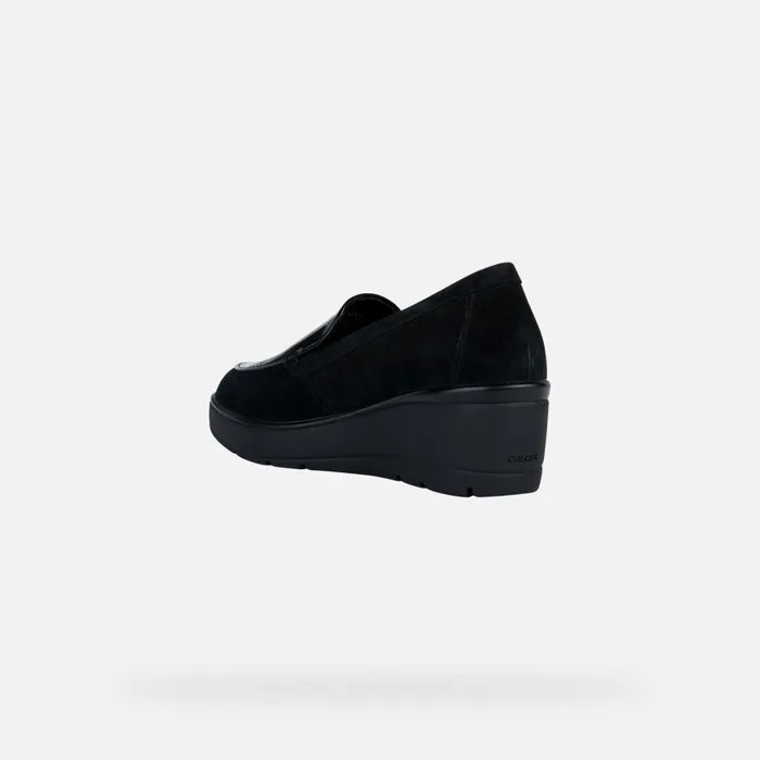 Geox Wedges ILDE B Leather Loafers Black Woman Geox Black 8211 Woman