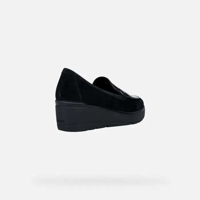 Geox Wedges ILDE B Leather Loafers Black Woman Geox Black 8211 Woman