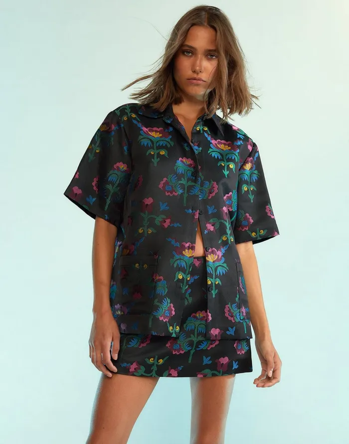 Harper Jacquard Skirt 8211 Blkmt Women Cynthia Rowley Bottoms