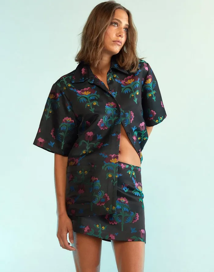 Harper Jacquard Skirt 8211 Blkmt Women Cynthia Rowley Bottoms